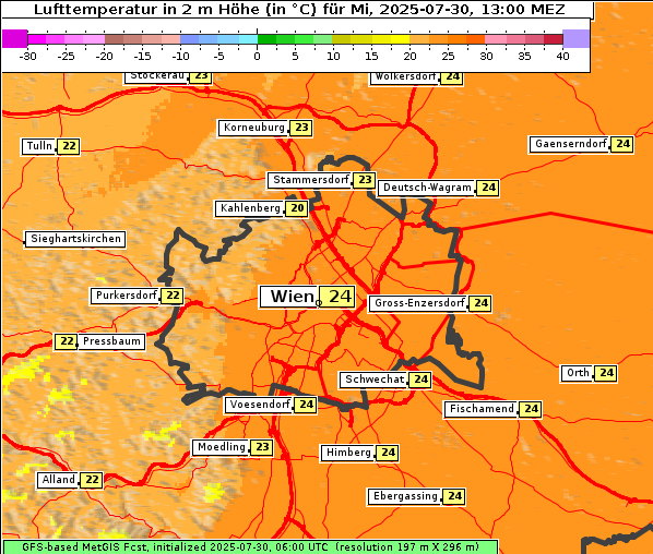 Temperatur, 30. 7. 2025