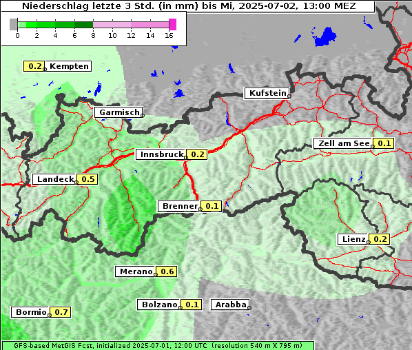 Niederschlag, 2. 7. 2025