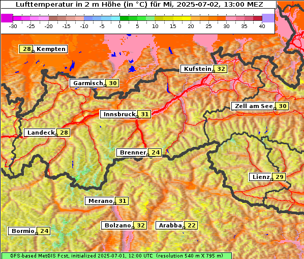 Temperatur, 2. 7. 2025