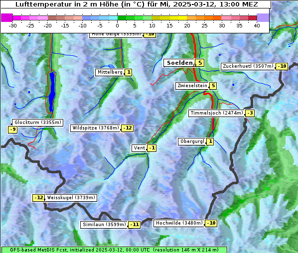 Temperatur, 12. 3. 2025