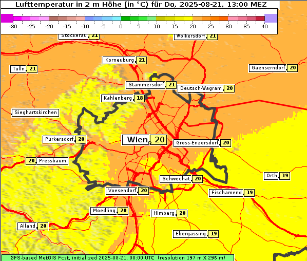 Temperatur, 21. 8. 2025