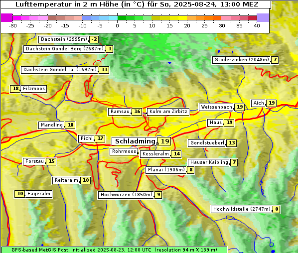 Temperatur, 24. 8. 2025