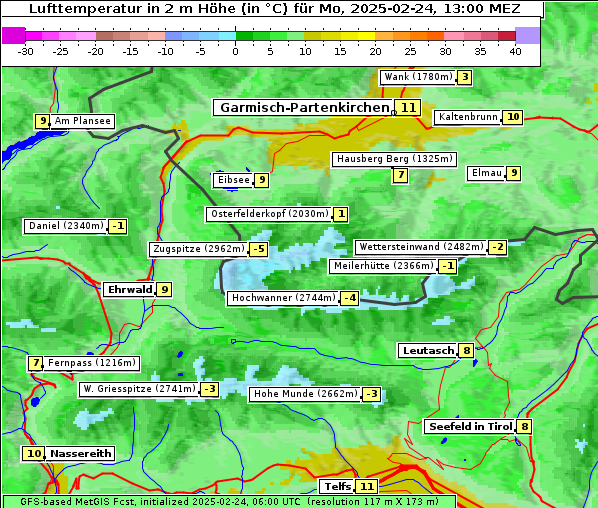 Temperatur, 24. 2. 2025