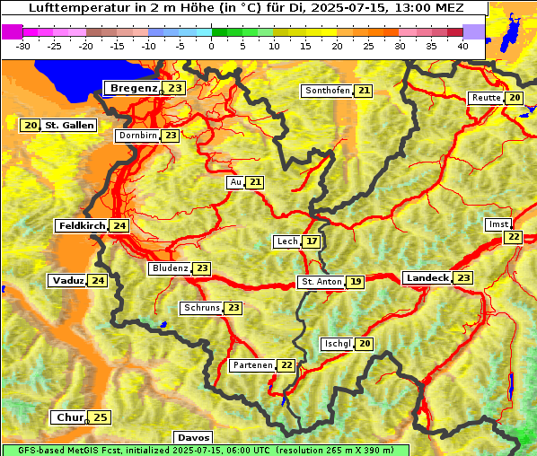 Temperatur, 15. 7. 2025