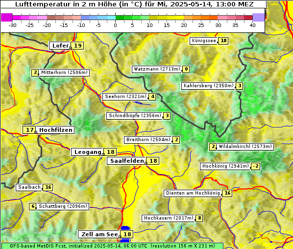 Temperatur, 14. 5. 2025