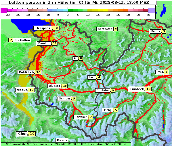 Temperatur, 12. 3. 2025