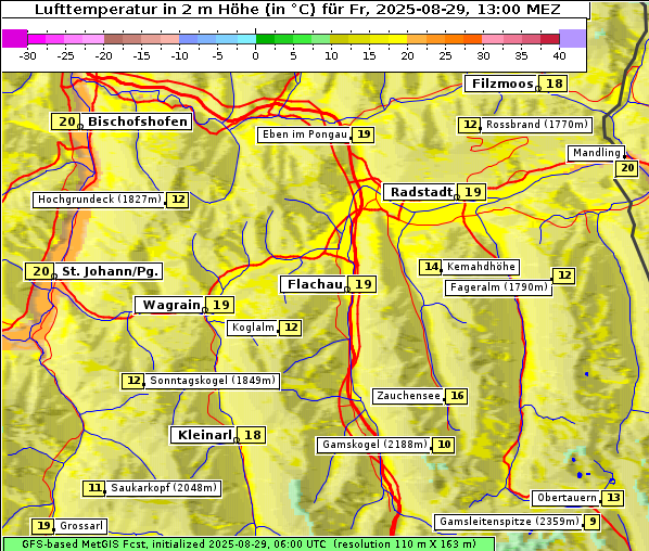 Temperatur, 29. 8. 2025