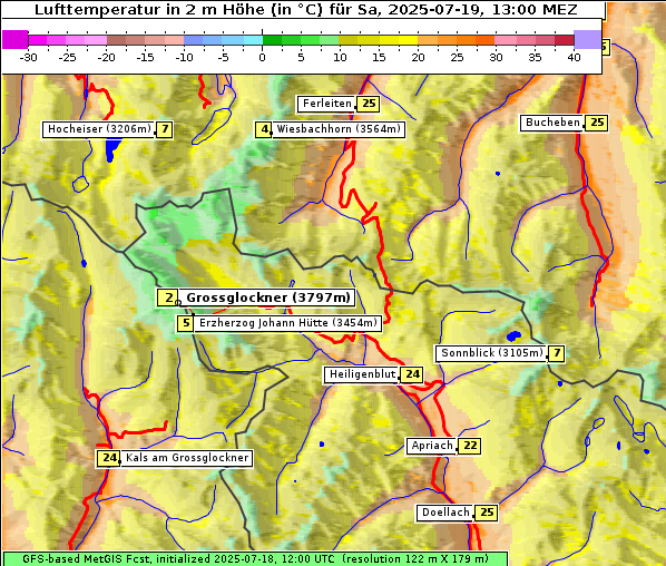 Temperatur, 19. 7. 2025