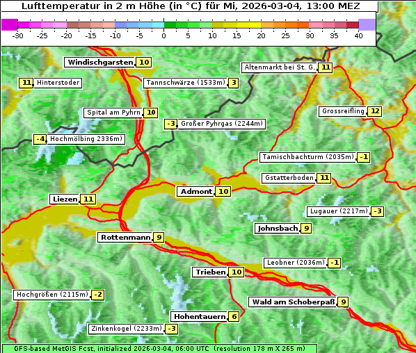 Temperatur, 4. 3. 2026