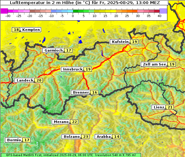 Temperatur, 29. 8. 2025