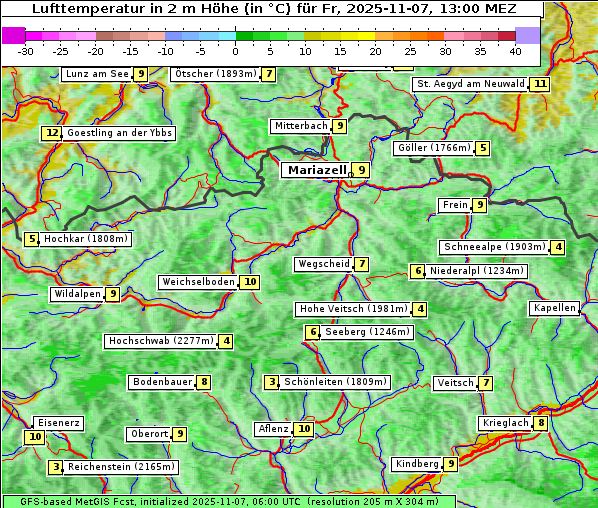 Temperatur, 7. 11. 2025