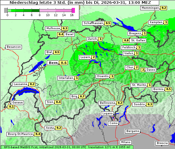 Niederschlag, 31. 3. 2026