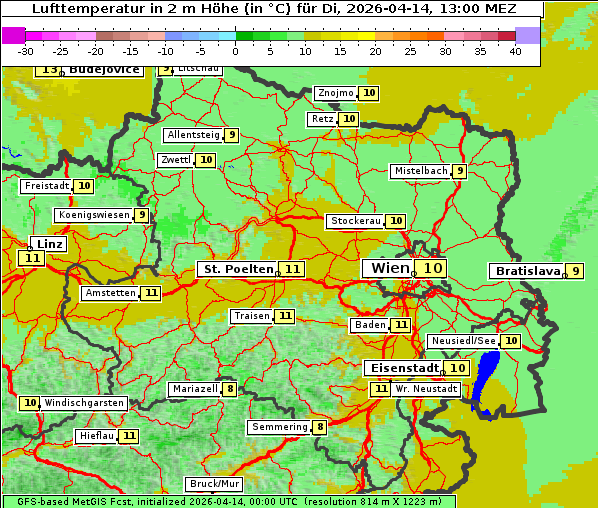 Temperatur, 14. 4. 2026