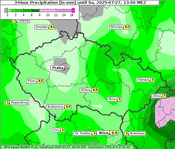 Niederschlag, 27. 7. 2025