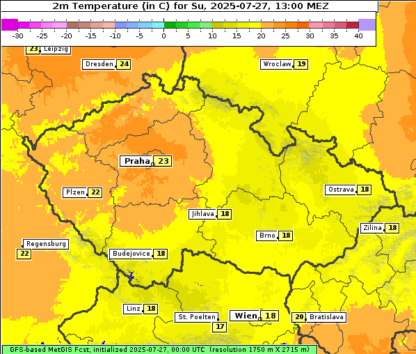 Temperatur, 27. 7. 2025