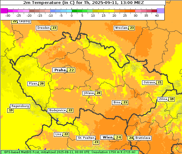Temperatur, 11. 9. 2025