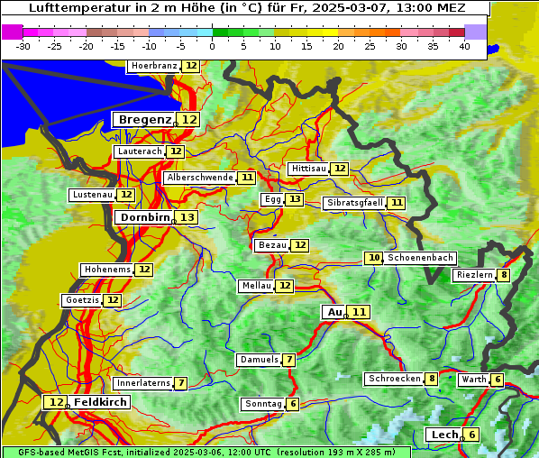 Temperatur, 7. 3. 2025