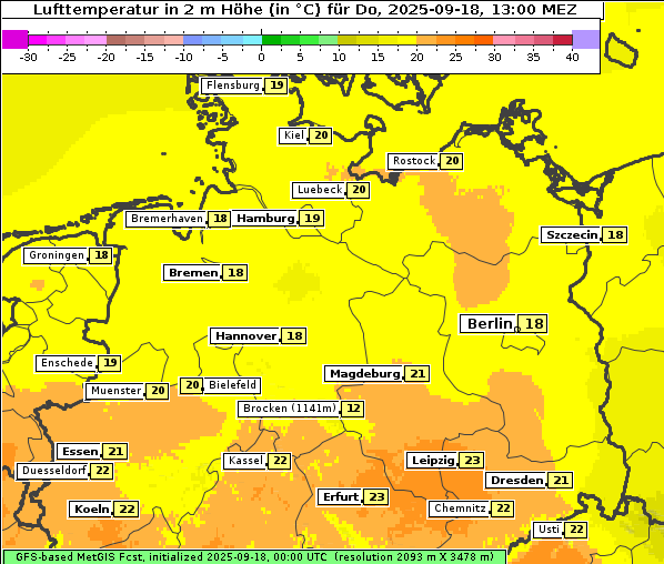 Temperatur, 18. 9. 2025