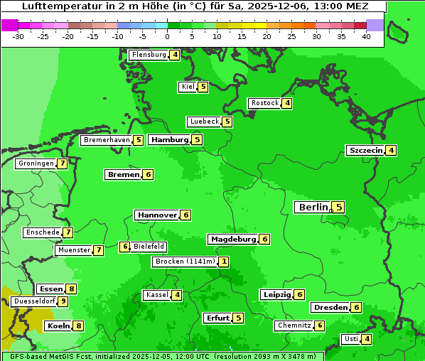 Temperatur, 6. 12. 2025