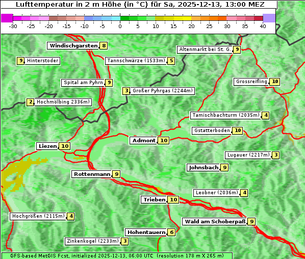 Temperatur, 13. 12. 2025