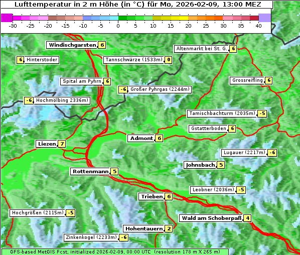 Temperatur, 9. 2. 2026