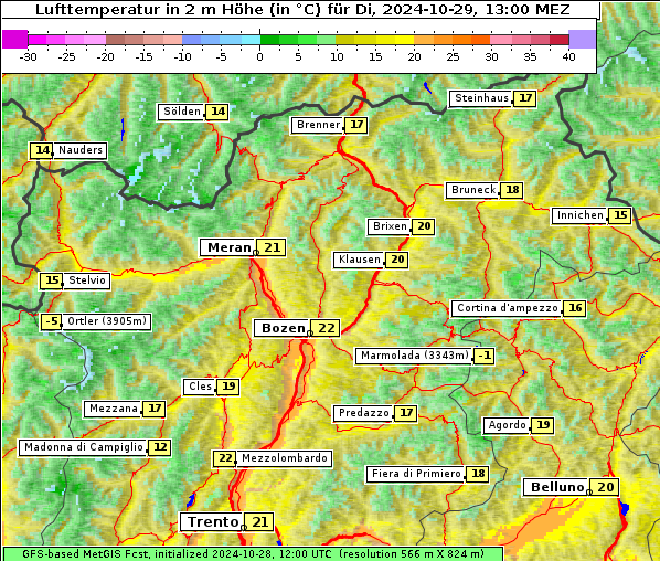 Temperatur, 29. 10. 2024