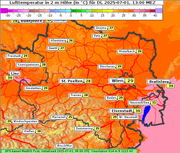 Temperatur, 1. 7. 2025