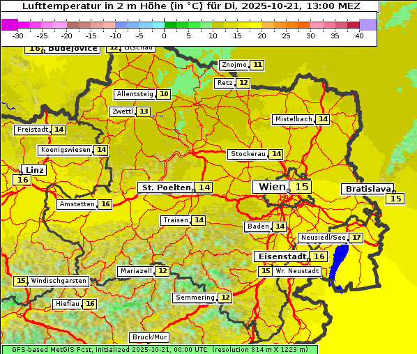 Temperatur, 21. 10. 2025
