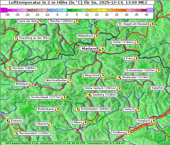 Temperatur, 14. 12. 2025