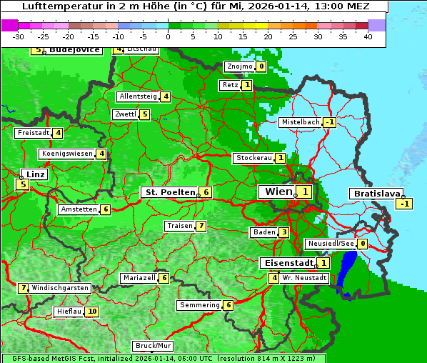 Temperatur, 14. 1. 2026