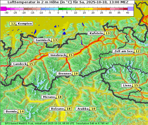 Temperatur, 18. 10. 2025