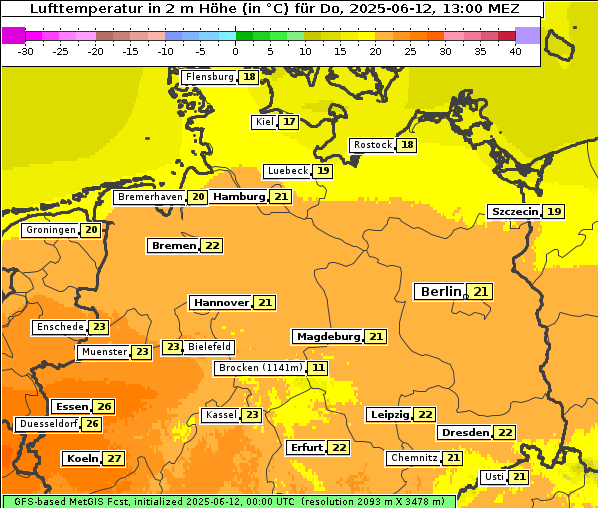 Temperatur, 12. 6. 2025