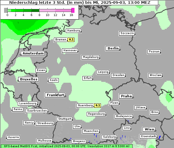 Niederschlag, 3. 9. 2025