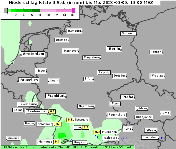 Niederschlag, 9. 3. 2026