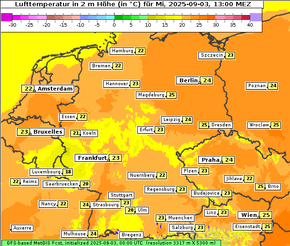 Temperatur, 3. 9. 2025