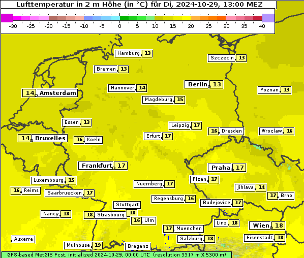 Temperatur, 29. 10. 2024