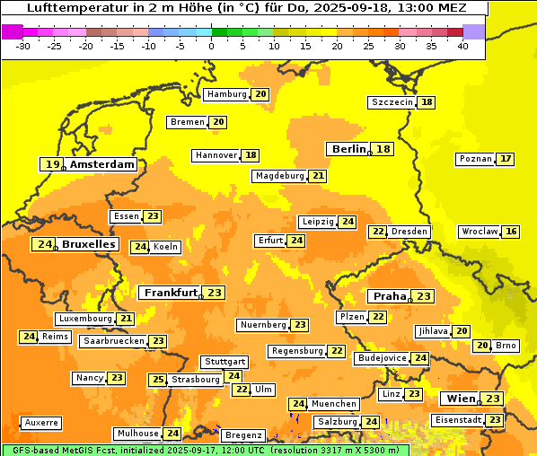 Temperatur, 18. 9. 2025