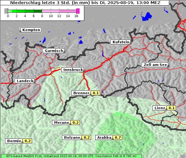 Niederschlag, 19. 8. 2025