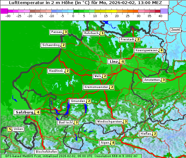 Temperatur, 2. 2. 2026