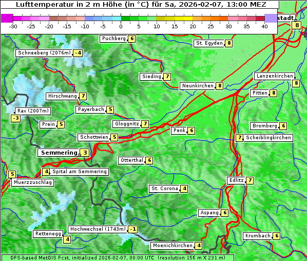 Temperatur, 7. 2. 2026