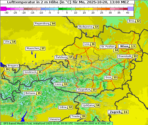 Temperatur, 20. 10. 2025
