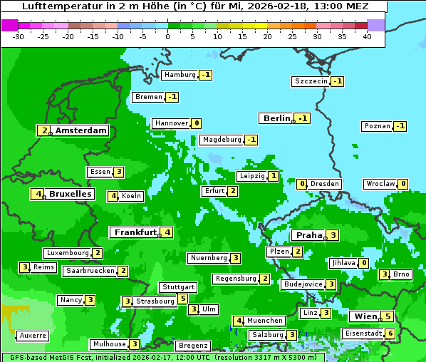 Temperatur, 18. 2. 2026
