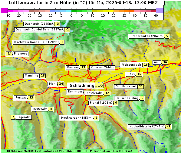 Temperatur, 13. 4. 2026