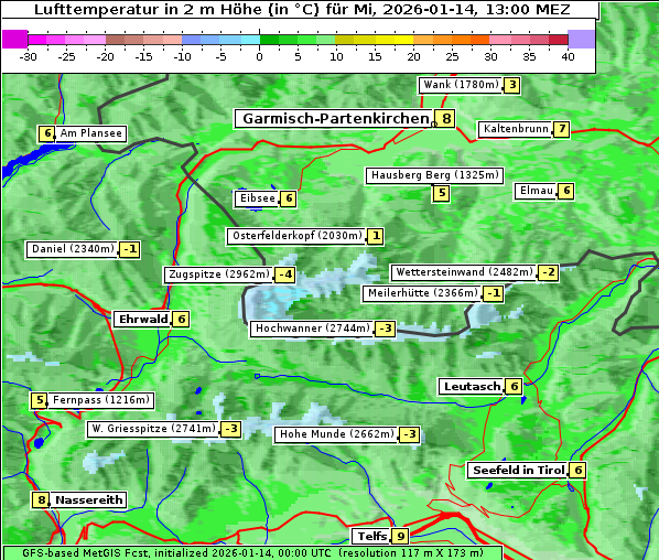 Temperatur, 14. 1. 2026