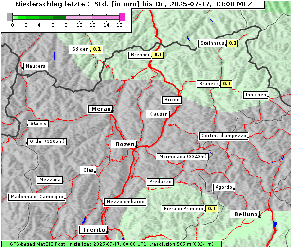 Niederschlag, 17. 7. 2025
