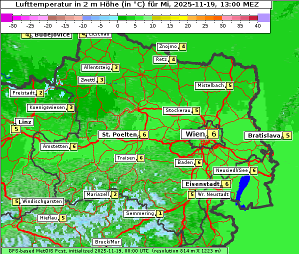 Temperatur, 19. 11. 2025
