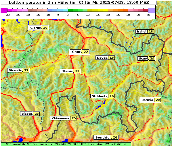 Temperatur, 23. 7. 2025
