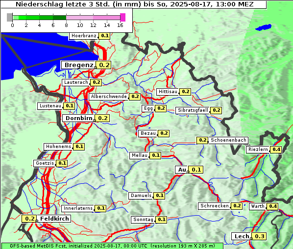 Niederschlag, 17. 8. 2025