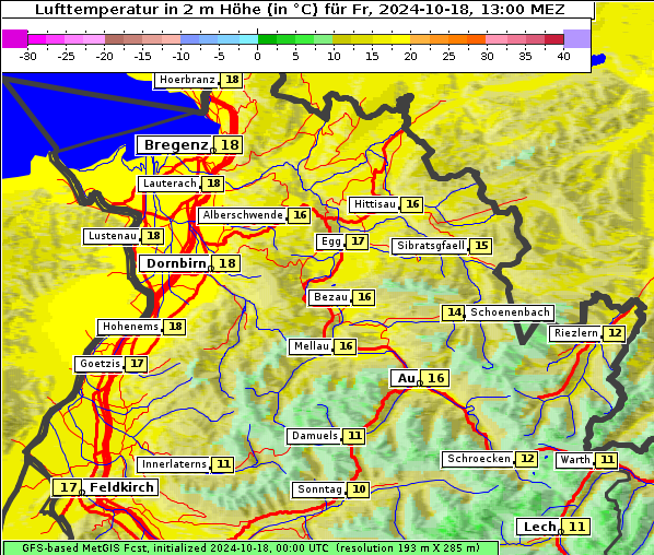 Temperatur, 18. 10. 2024