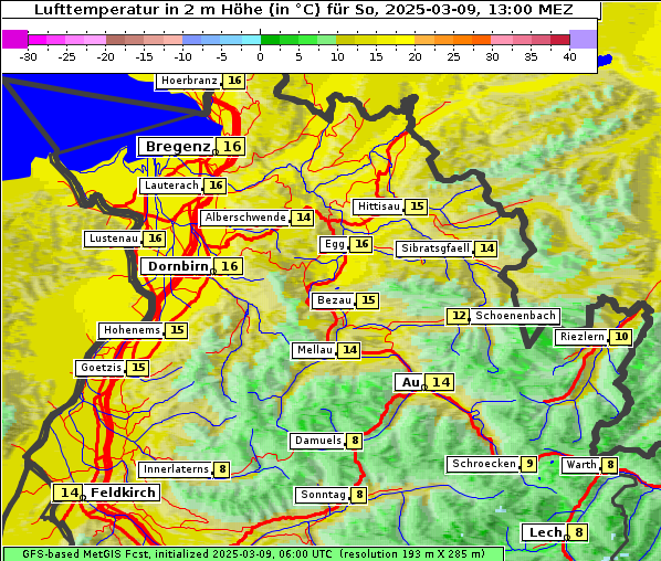 Temperatur, 9. 3. 2025